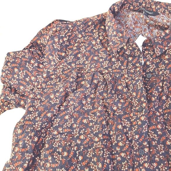 Banana Republic Cotton Flower Print Button Down Shirt Blouse Women Size L - Picture 8 of 10